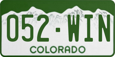 CO license plate 052WIN