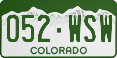 CO license plate 052WSW