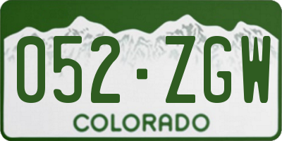 CO license plate 052ZGW