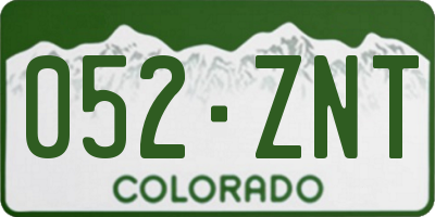 CO license plate 052ZNT