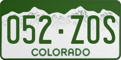CO license plate 052ZOS