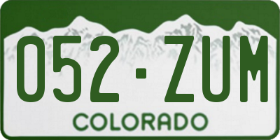 CO license plate 052ZUM