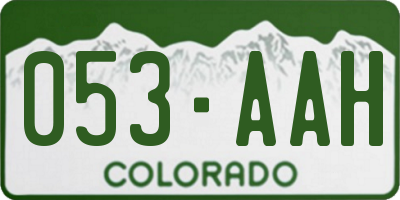 CO license plate 053AAH