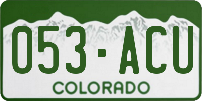 CO license plate 053ACU