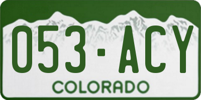 CO license plate 053ACY