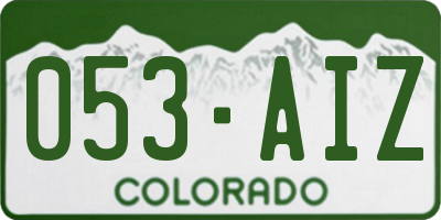 CO license plate 053AIZ