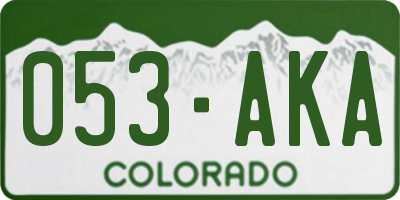 CO license plate 053AKA