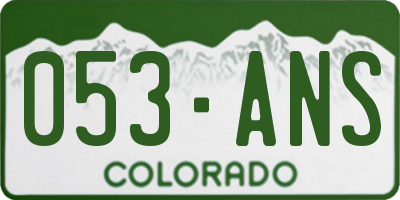 CO license plate 053ANS