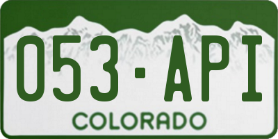 CO license plate 053API