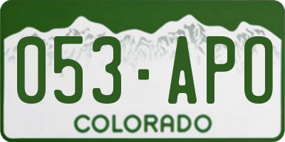 CO license plate 053APO