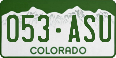 CO license plate 053ASU