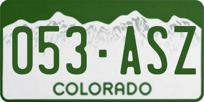 CO license plate 053ASZ