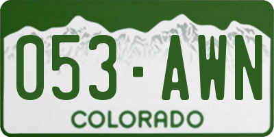 CO license plate 053AWN