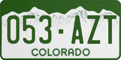 CO license plate 053AZT