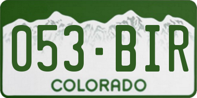 CO license plate 053BIR
