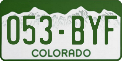 CO license plate 053BYF