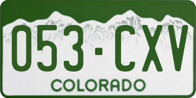 CO license plate 053CXV