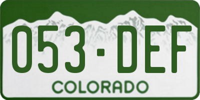 CO license plate 053DEF