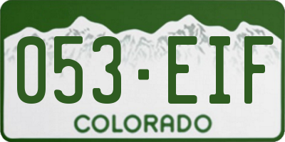 CO license plate 053EIF
