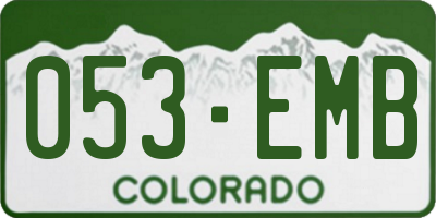 CO license plate 053EMB