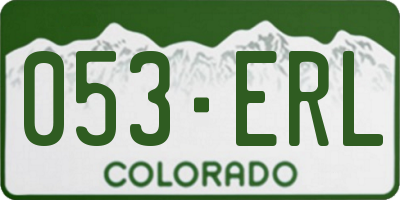 CO license plate 053ERL