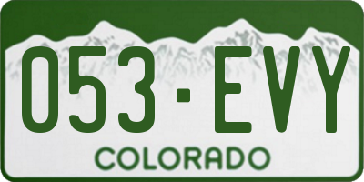 CO license plate 053EVY