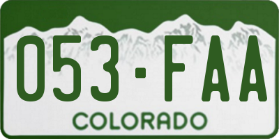 CO license plate 053FAA
