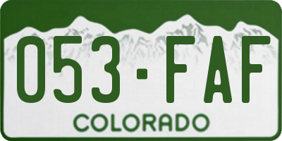 CO license plate 053FAF