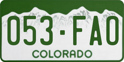 CO license plate 053FAO