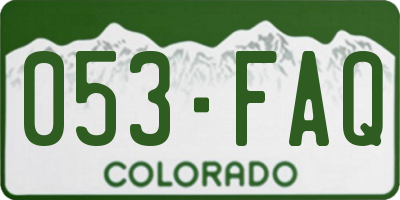 CO license plate 053FAQ
