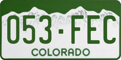 CO license plate 053FEC