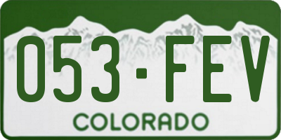 CO license plate 053FEV