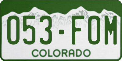 CO license plate 053FOM