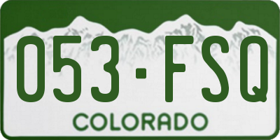 CO license plate 053FSQ