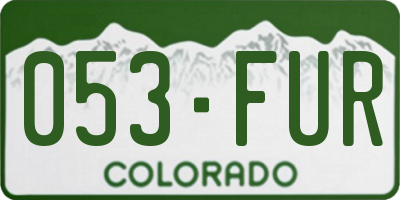 CO license plate 053FUR
