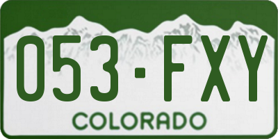 CO license plate 053FXY