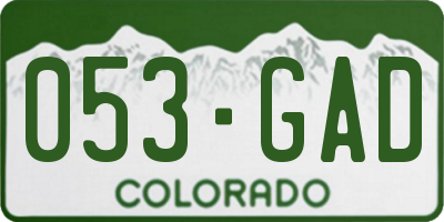 CO license plate 053GAD
