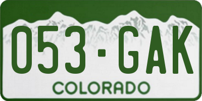 CO license plate 053GAK
