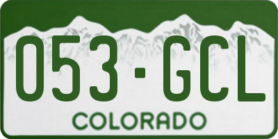 CO license plate 053GCL