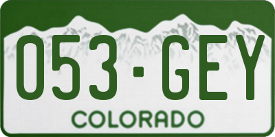 CO license plate 053GEY