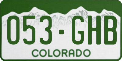 CO license plate 053GHB