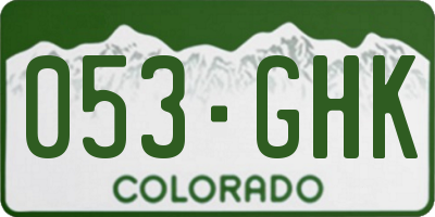 CO license plate 053GHK