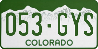 CO license plate 053GYS