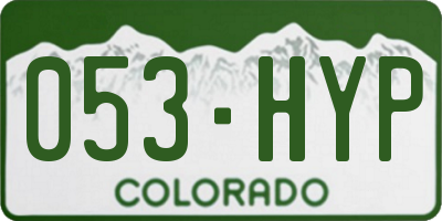 CO license plate 053HYP