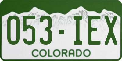 CO license plate 053IEX