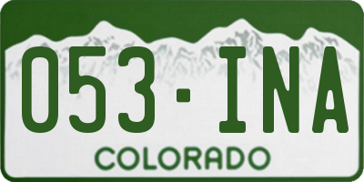 CO license plate 053INA