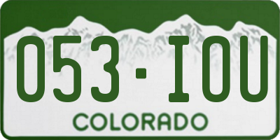 CO license plate 053IOU
