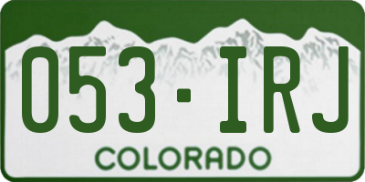 CO license plate 053IRJ