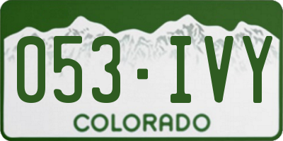 CO license plate 053IVY