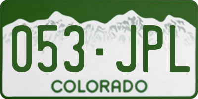 CO license plate 053JPL